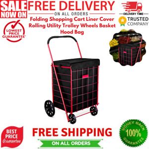 Folding Shopping Cart Liner Cover Rolling Utility Trolley Wheels Basket Hood Bag