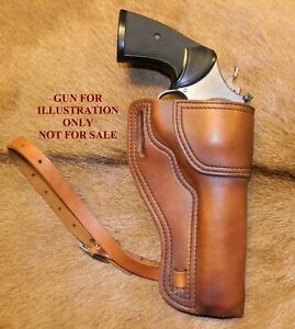 Gary C&#039;s Leather Avenger Revolver HOLSTER S&amp;W N Frame 6.5&#034; with Thigh Strap