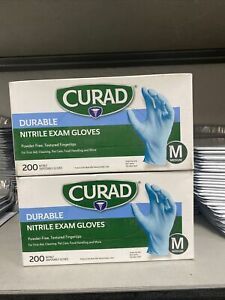 CURAD Durable Nitrile Exam Gloves  MEDIUM 2 Boxes 200 Ct Each Box.. 400 Gloves