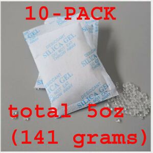 Silica Gel Packets (10-Pack) total 141Gram Desiccant Moisture Humidity Absorbent