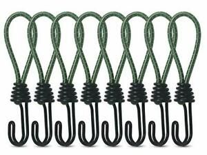 8 Pack 8mm Bungee Cord Hooks Black Anti-Rust Paint Spiral Wire Hooks Green