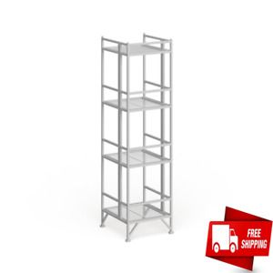 4-Tier White Metal Heavy Duty Shelf Extra Storage Space Garage Office Open Back