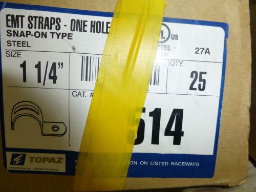 Topaz EMT Box of 25 Strap One Hole Snap On type 1 1/4 inch 514 steel electrical