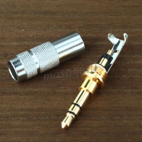 Silver stereo 3.5mm 3 pole  repair headphone jack plug cable audio solder diy for sale
