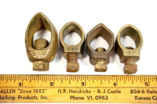 4 brass grounding rod connectors 3/4&#034; 5/8&#034; mp jb wb electrical for sale