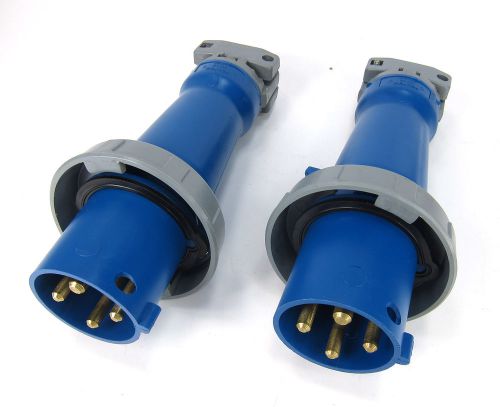 Lot of 2_____ hubbell 460p9w blue pin + sleeve 60 amp male 250 vac plugs for sale