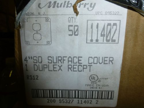 Mulberry 11402 Surface Outlet Cover 1 Duplex Receptacle 4&#039;&#039; Square LOT OF 5