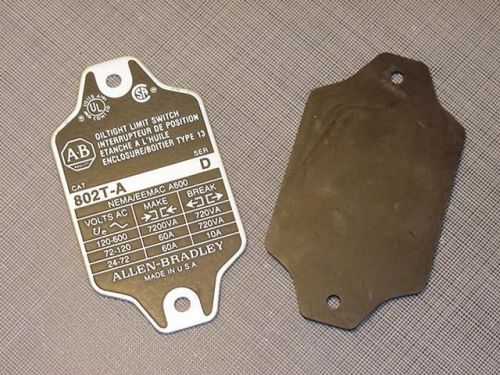 Allen bradley 800t-a oil tight limit cover plate only series d new no box for sale