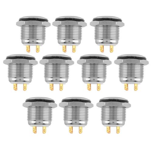 10pcs Blue LED Lighted Dot Illuminated Metal Switch Momentary Push Button 16mm