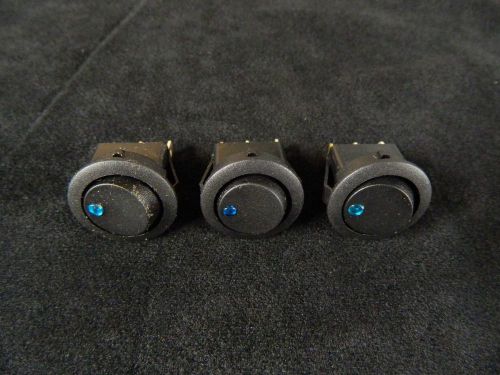 3 pack round on off rocker switch mini toggle blue led 3/4 mount hole ec-1213bl for sale