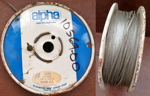 1000&#039; roll alpha 1229 flat braid wire strap cable 1/8&#034; w x #18 awg, nos, vtg for sale