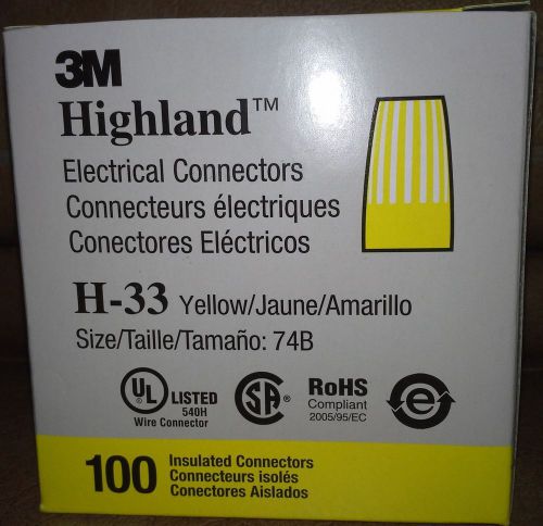 3M Highland Electrical Wire Nut Connectors-Yellow, 18-12 AWG, H-33 - 100 Count