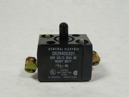 General Electric CR2940U301 Contact Block 1NC 600VAC ! WOW !