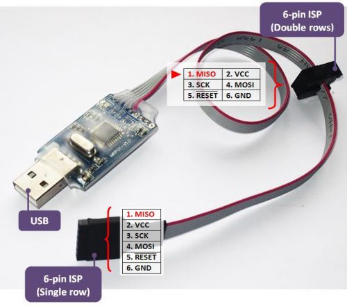 Bid!MRP01-USB AVR ISP Programmer!AT(mega,tiny&amp;90)!AVRISP mkII clone!2type socket