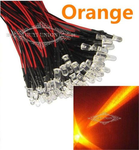 New 15pcs 3mm prewired led lamp 12v bright orange light 25 degree pre-wired leds for sale