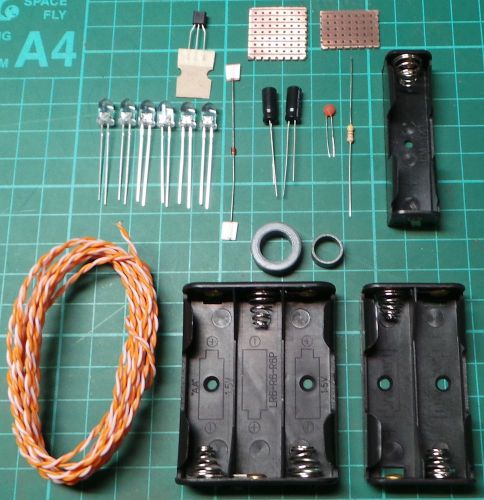 Joule thief torch flashlight electronics kit, with extra parts for experiments for sale