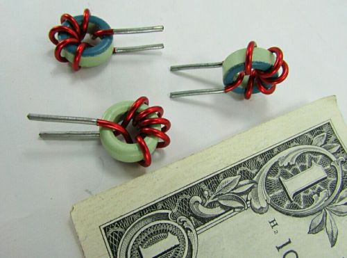 10 small vertical mounted inductors toroid chokes coils 5 turns of 16 awg wire for sale