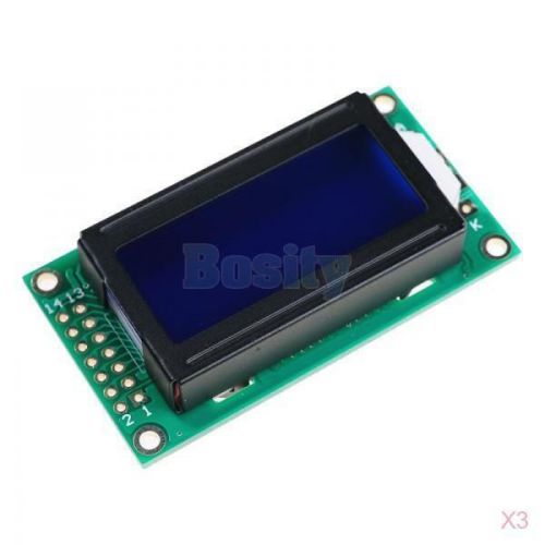 3x 8 x2 LCD Module 0802 Character Display Screen Blue Back