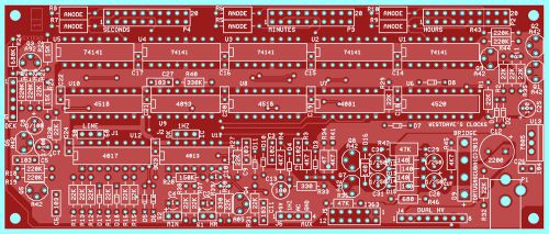 Nixie Clock Kit w/Dekatron Control - 9VAC in - BOARD ONLY (Rev D)