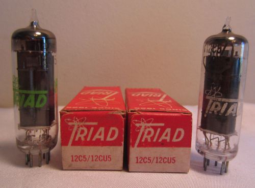 Lot Of 2 Triad 12C5/12CU5 Electronic Tubes In Boxes NOS