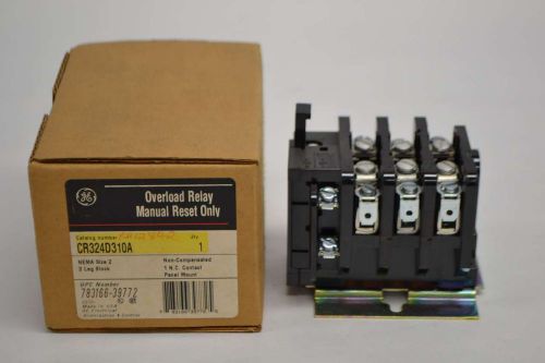 NEW GENERAL ELECTRIC GE CR324D310A MANUAL RESET SIZE 2 OVERLOAD RELAY D336422