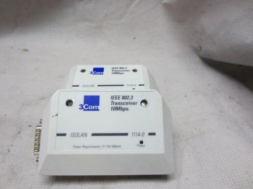 Lot of 2 3COM Isolan 1114-0 Transceiver IEEE 802.3 10Mbps Used