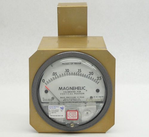 DWYER MAGNEHELIC 2000-00C 0-.25&#034; WATER 15PSIG DIFFERENTIAL PRESSURE GAGE