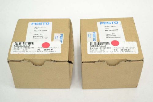 Lot 2 new festo ma-40-2,5-r1/8-e-rg 1/8in npt 0-2.5 bar pressure gauge b365476 for sale