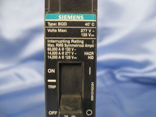 Siemens Circuit Breaker (BQD130) 277 Vac 1 Pole 30 Amps, Used