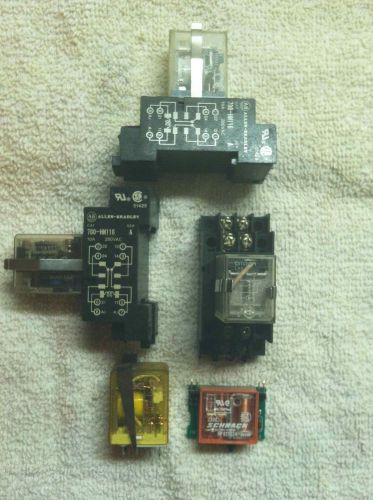 Lot of 5 Relays Omron, IDEC and 3 Allen Bradley Relay Bases FREE SHIP