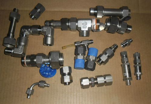 1 Lot Assorted Swagelok &amp; Others Stainless Tube Fittings &amp; Valves