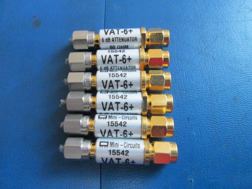 Lot of 6 mini-circuits 15542 vat-6 6 db attenuator 50 ohm for sale