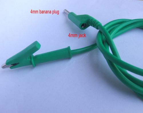 Copper 4mm banana plug TO Alligator clip silicone Voltage Test probe Cable Green
