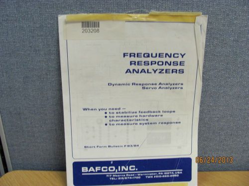BAFCO Frequency Response Analyzers - Short Form Bulletin F83/84 - product #17152