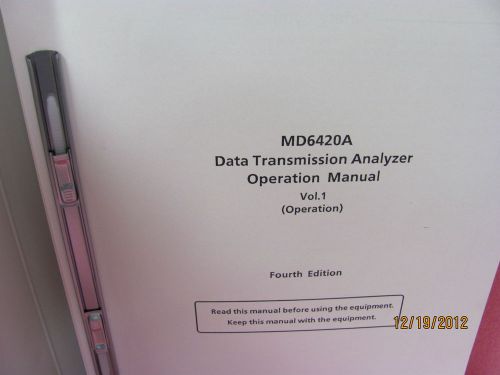ANRITSU MD6420A Data Transmission Analyzer - Operation Manual Vol 1