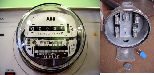 Abb electric 120v / 240v watthour meter &amp; new 100amp socket sub-meter rv home ul for sale