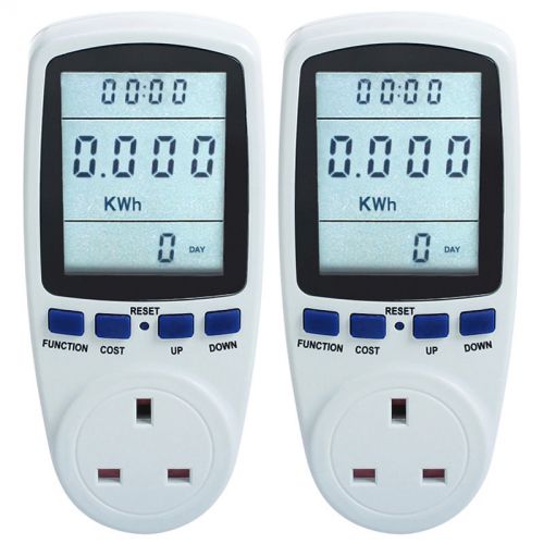 2x Electricity Energy Power Factor Meter Monitor Watt Volt Amps Analyzer UK Plug