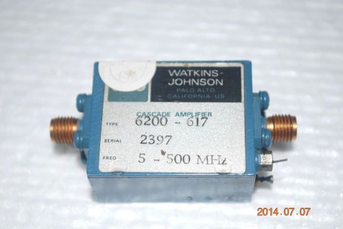 Watkins Johnson Cascade Amplifier 6200-617, 5-500MHz, +50dB, 15VDC