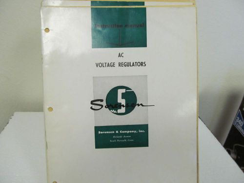 SORENSEN AC Voltage Regulators Instruction Manual