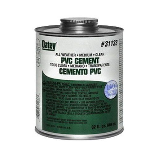 Oatey SCS 31133 Clear PVC All Weather Medium Cement, 32 oz Can