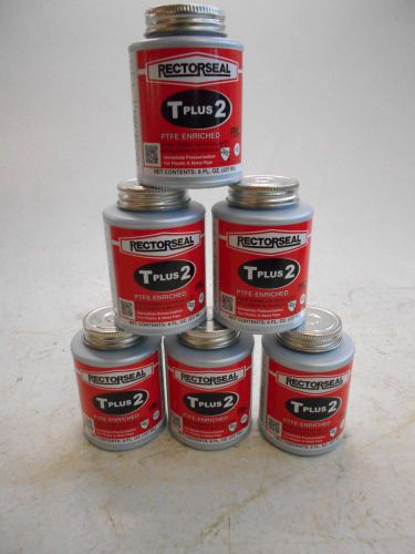 Lot of 6 Cans Rectorseal T Plus 2 PTFE Enriched Pipe Thread Sealant - 8 Oz Each