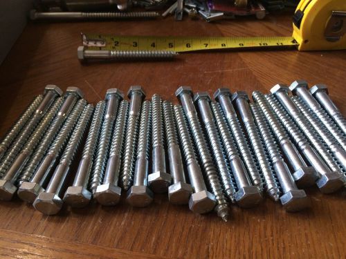 Lot of 59 steel hex lag screw bolt 1/2&#034; x 5&#034; zinc plated hex head hillman for sale