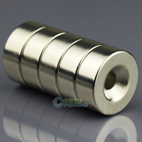 5pcs Round Ring Magnets 25 * 10mm Counter Sunk Hole 5mm Rare Earth Neodymium N50