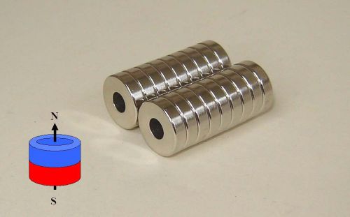 10 pcs of od1/2&#034; x 3/16&#034;id x 1/8&#034;neodymium ring magnets for sale