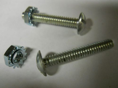 10-24 Machine Screws Slot Truss Head &amp; Kep Lock Nuts Ext Tooth Zinc Lot of 20 EA