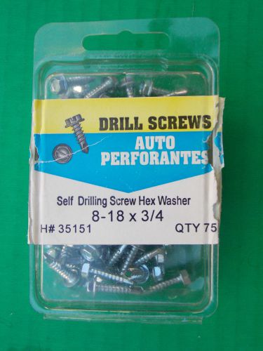 Hillman auto self drilling screw hex washer 8-18 x 3/4&#034; 1 package of 70 new for sale