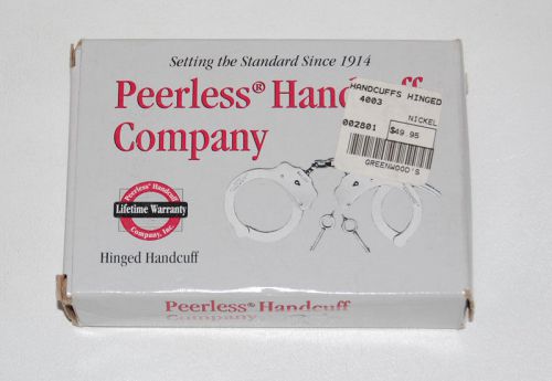 BRAND NEW PEERLESS HINGED HANDCUFFS NICKEL MODEL 801 PLUS 2 KEYS