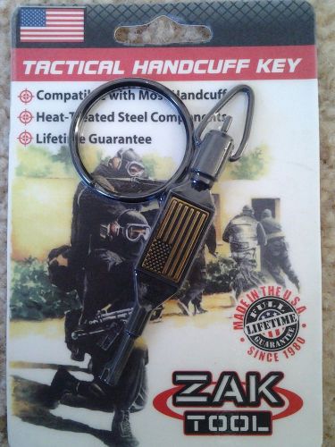 Zac Tool Tactical Handcuff Key ZT-100 w/American Flag Black Antique Brass Finish