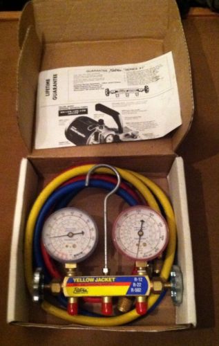 Yellow jacket 41213 - series 41 manifold, 2-1/2” gauges, 36&#034; hoses r-12/22/502 for sale