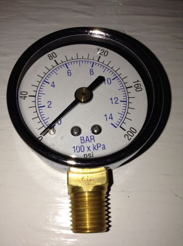Replacement Air Compressor Gauge 1/4&#034; NPT Lower Mount 200 PSI With 2&#034; Dial 14BA